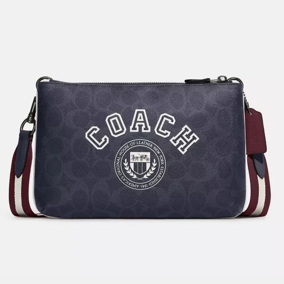 Coach Everett Crossbody In Signature Canvas With Varsity Motif Men